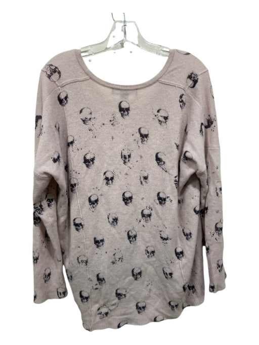 Skull Cashmere Size M Beige & Black Cashmere All Over Print V Neck Knit Sweater Beige & Black / M