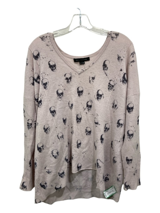 Skull Cashmere Size M Beige & Black Cashmere All Over Print V Neck Knit Sweater Beige & Black / M