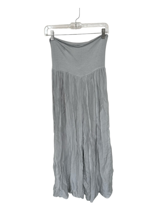 Size L Grey Silk Blend Wide Leg Elastic Waist Pants Grey / L
