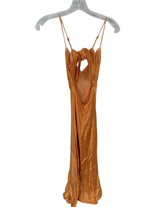 Bardot Size XS Orange Polyester V Neck Tie Neck Maxi Dress Orange / XS