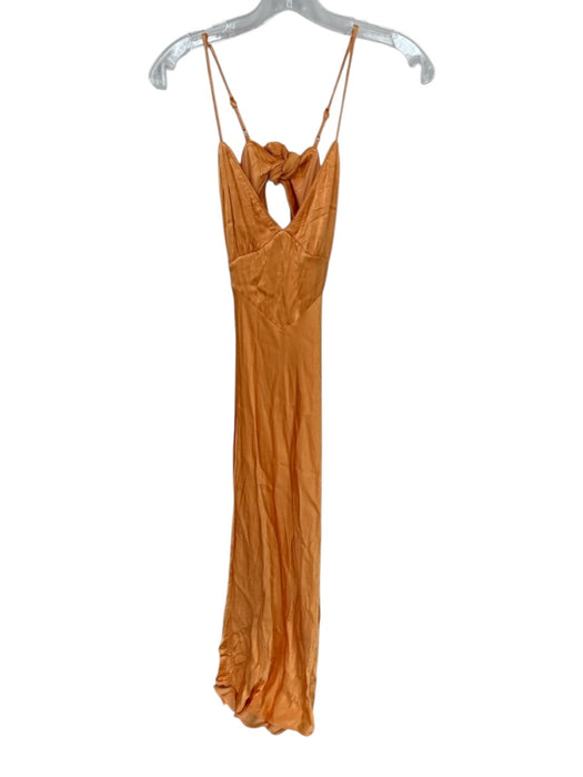 Bardot Size XS Orange Polyester V Neck Tie Neck Maxi Dress Orange / XS