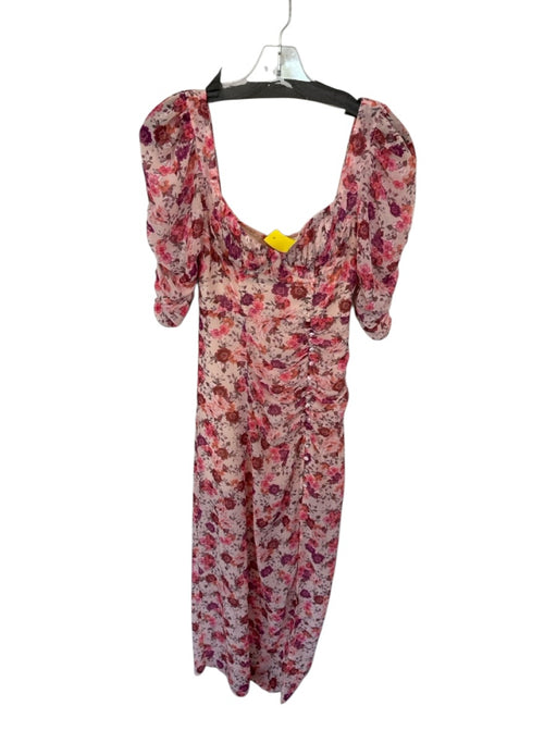 For Love & Lemons Size XS Peach & Purple Print Polyester Botanical Maxi Dress Peach & Purple Print / XS