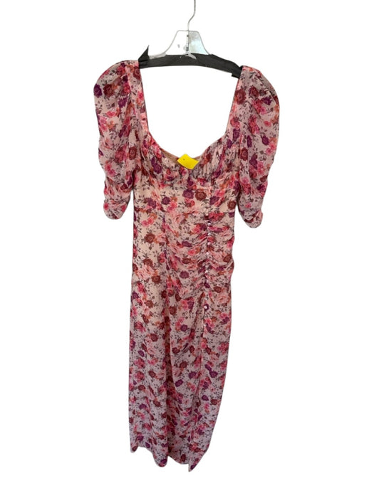 For Love & Lemons Size XS Peach & Purple Print Polyester Botanical Maxi Dress Peach & Purple Print / XS