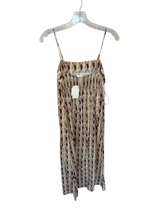 Monteau Size S Taupe & Purple Linen Blend Spaghetti Strap Circles Maxi Dress Taupe & Purple / S
