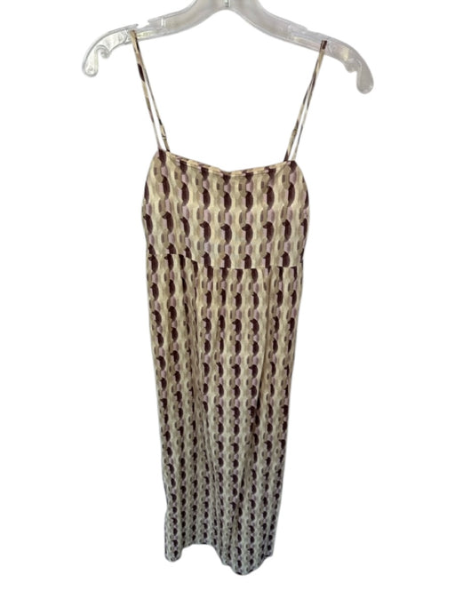 Monteau Size S Taupe & Purple Linen Blend Spaghetti Strap Circles Maxi Dress Taupe & Purple / S