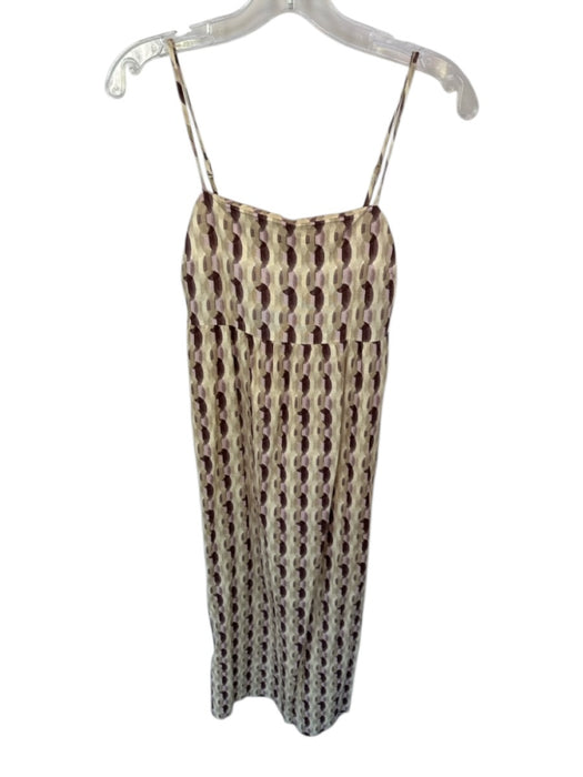 Monteau Size S Taupe & Purple Linen Blend Spaghetti Strap Circles Maxi Dress Taupe & Purple / S