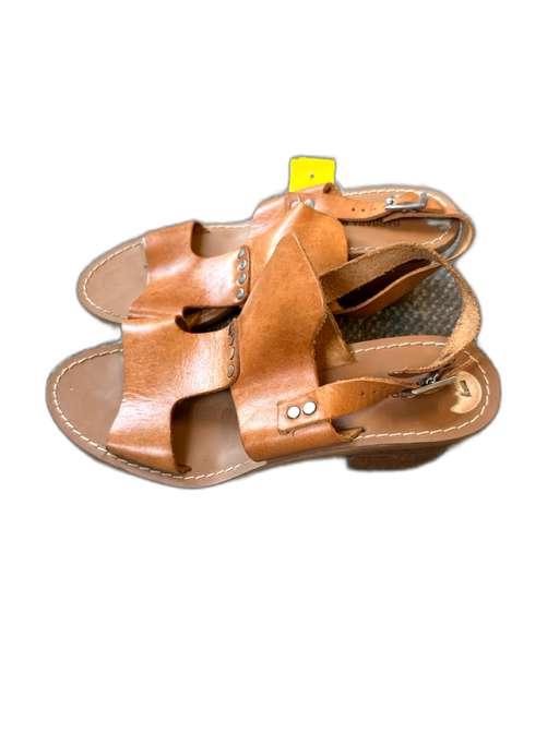 Barbara Barbieri Shoe Size 7 Tan Leather Heel Buckle Stud Detail Open Toe Shoes Tan / 7
