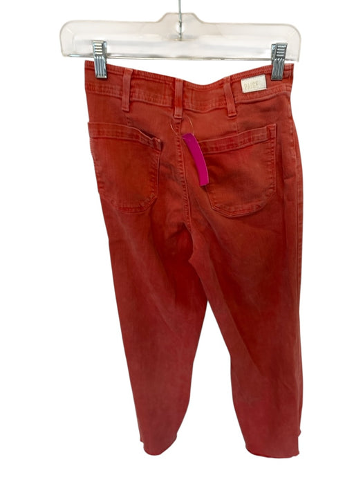 Paige Size 26 Orange Cotton Blend High Waist Wide Leg Cropped Raw Hem Jeans Orange / 26