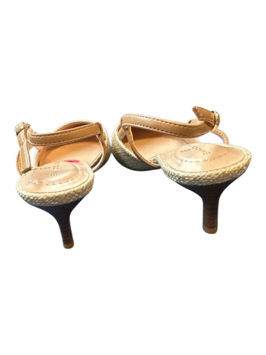 Bandolino Shoe Size 6 Tan Raffia Kitten Heel Pointed Toe Slingbacks Tan / 6