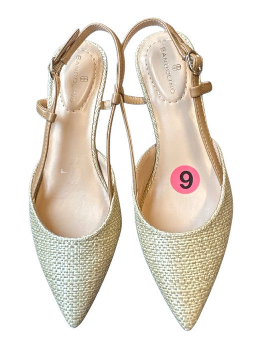Bandolino Shoe Size 6 Tan Raffia Kitten Heel Pointed Toe Slingbacks Tan / 6