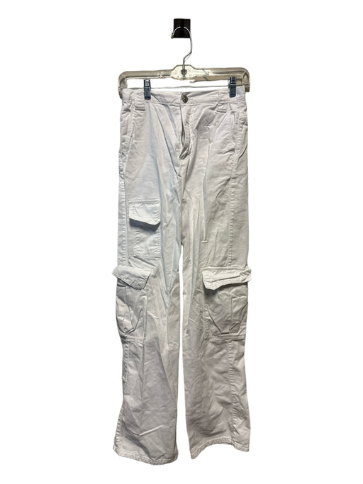 Zara Size 0 White Cotton Wide Leg Cargo Pants White / 0