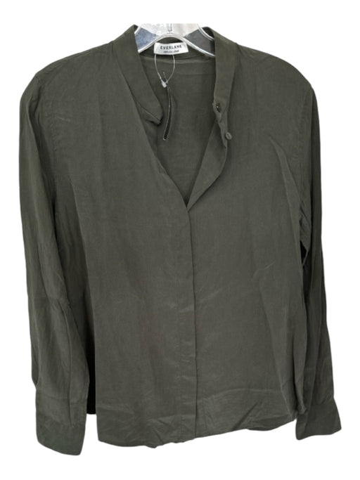 Everlane Size S Olive Green Silk Long Sleeve Button Down Top Olive Green / S