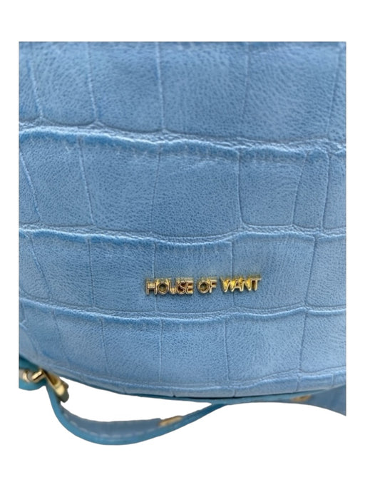 House of Want Light Blue Polyurethane Croc Shoulder Strap Interior Zip Bag Light Blue / Small