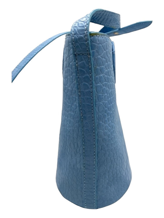 House of Want Light Blue Polyurethane Croc Shoulder Strap Interior Zip Bag Light Blue / Small