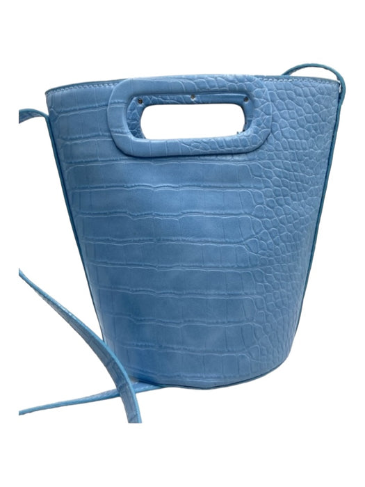 House of Want Light Blue Polyurethane Croc Shoulder Strap Interior Zip Bag Light Blue / Small