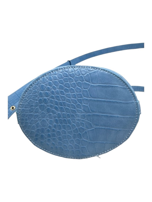 House of Want Light Blue Polyurethane Croc Shoulder Strap Interior Zip Bag Light Blue / Small