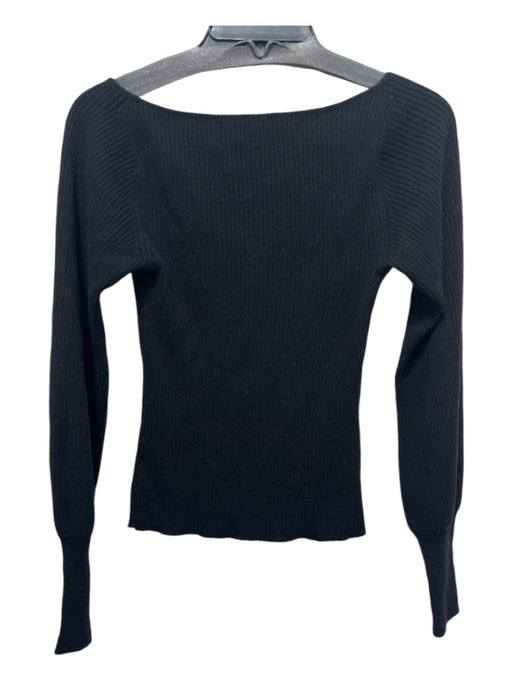 Reformation Size S Black Cashmere & Wool Ribbed Long Sleeve Wide Neck Top Black / S