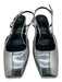 Zara Shoe Size 39 Silver Leather Square Toe Slingback Midi Block Heel Pumps Silver / 39