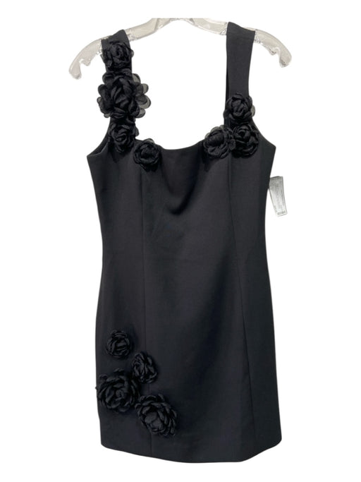 Elliatt Size M Black Polyester Square Neck Floral Applique Sleeveless Mini Dress Black / M