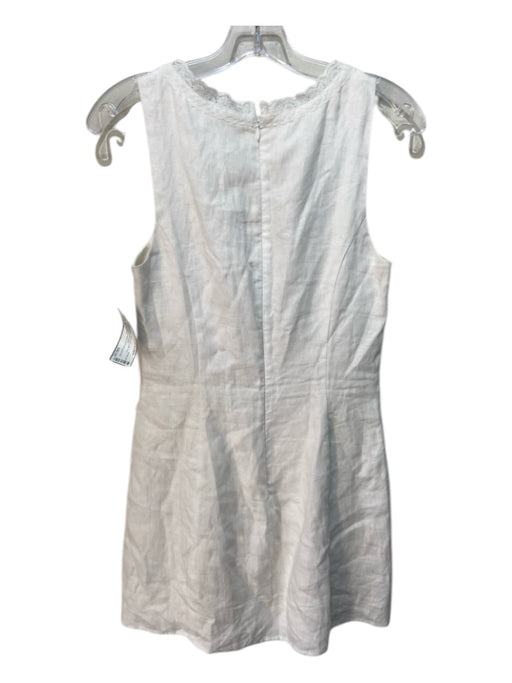 Reformation Size 6 White Linen Tie Front Lace Trim Sleeveless Dress White / 6