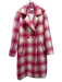Lovers and Friends Size Small Pink, Beige & White Polyester Plaid Fuzzy Coat Pink, Beige & White / Small