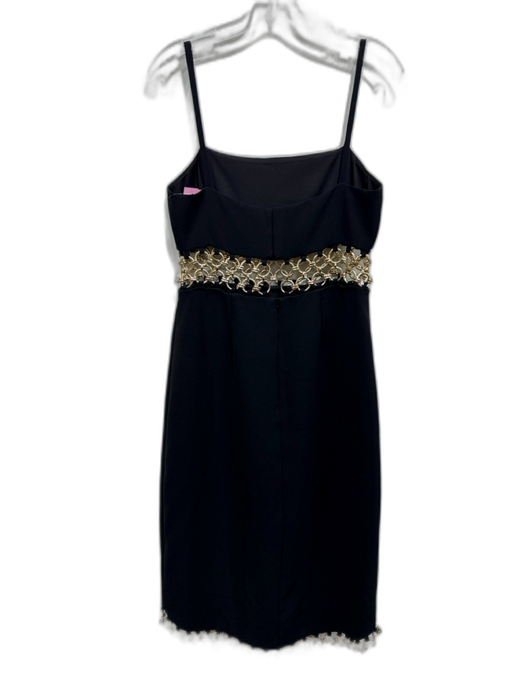 Alexis Size Medium Black & Gold Polyester Blend Cut Out Circle Chain Dress Black & Gold / Medium