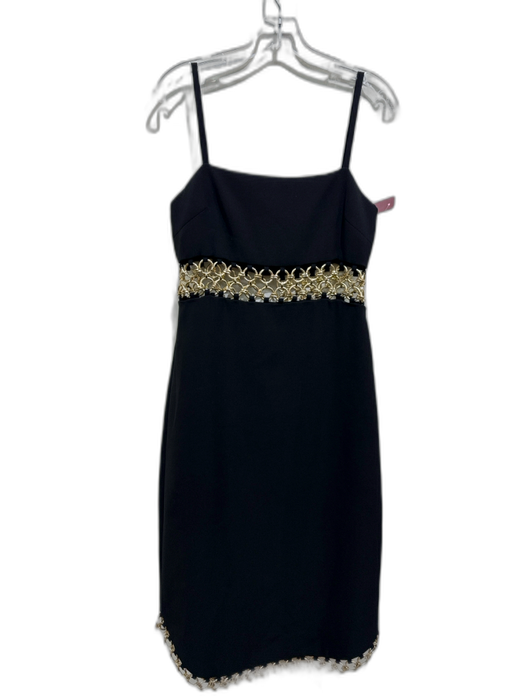 Alexis Size Medium Black & Gold Polyester Blend Cut Out Circle Chain Dress Black & Gold / Medium