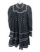 Ulla Johnson Size 4 Black & White Cotton Long Sleeve Pleats high neck Dots Dress Black & White / 4