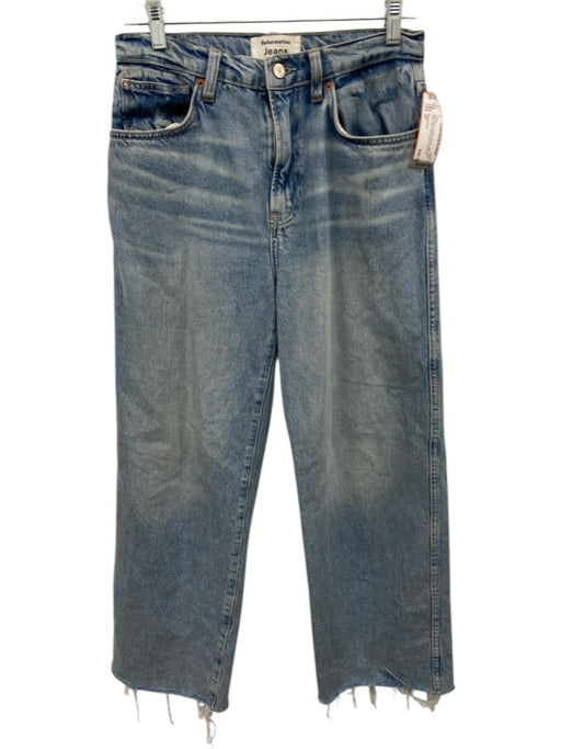 Reformation Size 27 Light Wash Cotton Denim High Rise Wide Leg Frayed Hem Jeans Light Wash / 27