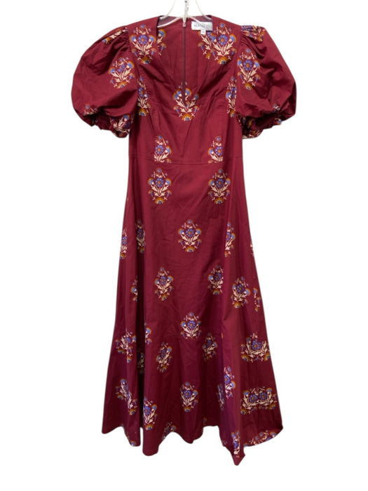Hunter Bell Size XS Red & Multi Cotton Puff Sleeves Floral Print Pockets Dress Red & Multi / XS