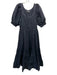 Ulla Johnson Size 4 Black Cotton Tiered Pockets Puff Sleeves Scoop neck Dress Black / 4