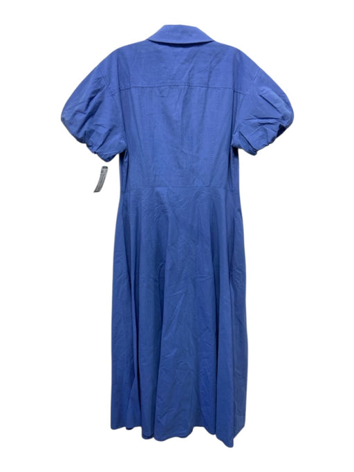 Tanya Taylor Size 4 Indigo Cotton Button Front Knot Detail Shirt Dress Dress Indigo / 4