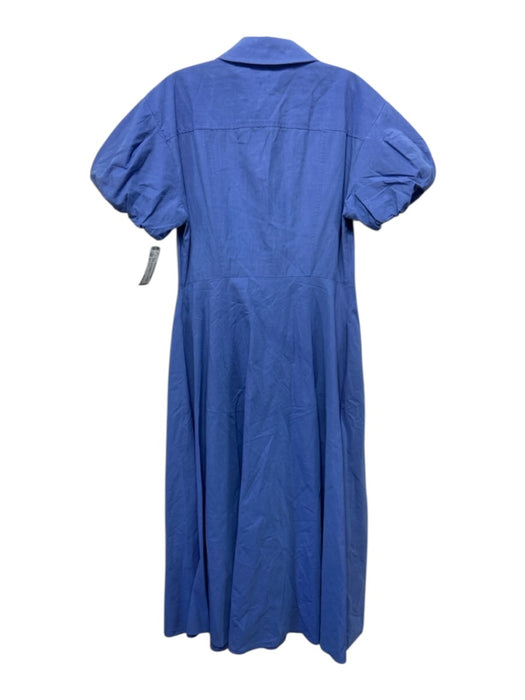 Tanya Taylor Size 4 Indigo Cotton Button Front Knot Detail Shirt Dress Dress Indigo / 4
