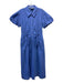Tanya Taylor Size 4 Indigo Cotton Button Front Knot Detail Shirt Dress Dress Indigo / 4