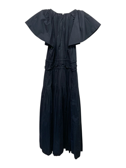 Ulla Johnson Size 4 Black Cotton Flutter Sleeves Tie Detail Pleated Dress Black / 4