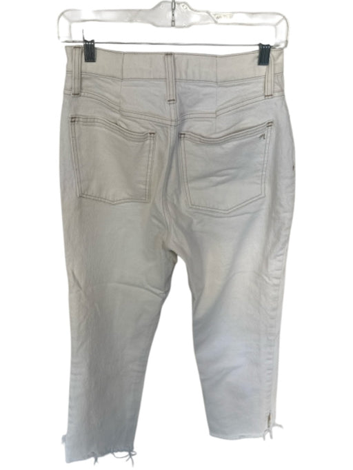 Madewell Size 28 Off White Cotton High Waist Straight Leg Raw Hem Jeans Off White / 28