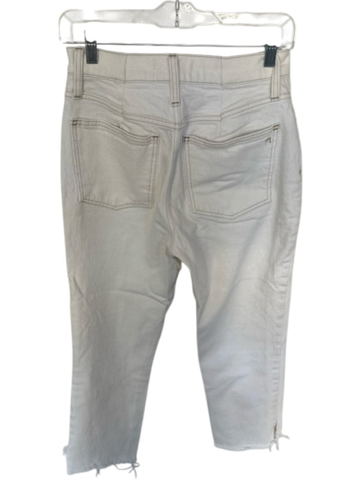 Madewell Size 28 Off White Cotton High Waist Straight Leg Raw Hem Jeans Off White / 28