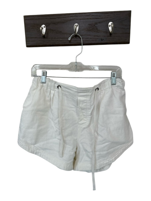 Free People Size S White Cotton Drawstring Front Pockets Shorts White / S