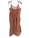 Olivia James Size M Orange Multi Cotton Smock Back Striped Tie Strap Maxi Dress Orange Multi / M