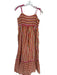 Olivia James Size M Orange Multi Cotton Smock Back Striped Tie Strap Maxi Dress Orange Multi / M