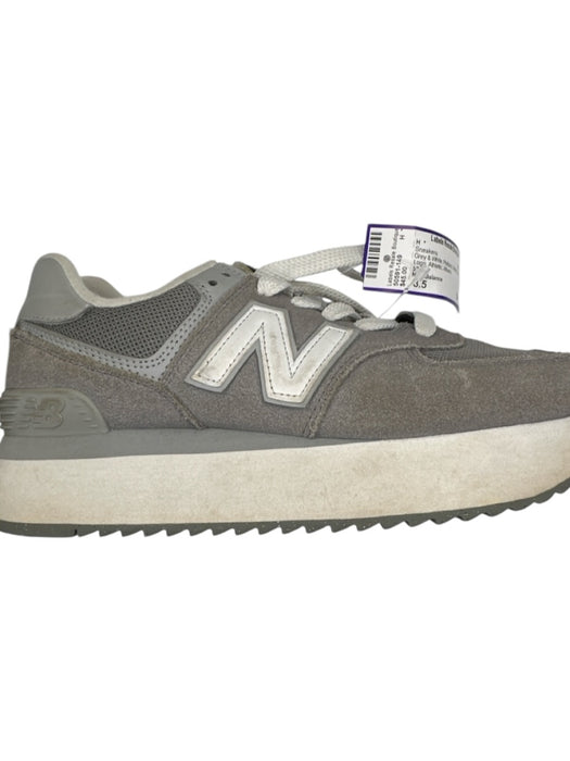 New Balance Shoe Size 8.5 Grey & White Platform White laces Logo Sneakers Grey & White / 8.5