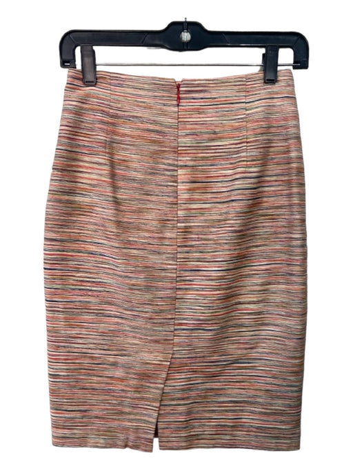 Ann Mashburn Size 0 Orange & Multi Silk Heathered Back Zip Knee Length Skirt Orange & Multi / 0