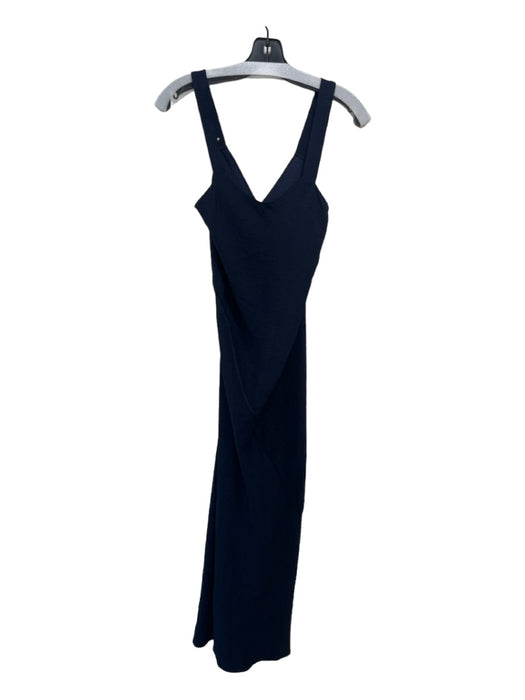 Peter Cohen Gold Star Size P Navy Silk Sleeveless V Neck Maxi Textured Dress Navy / P