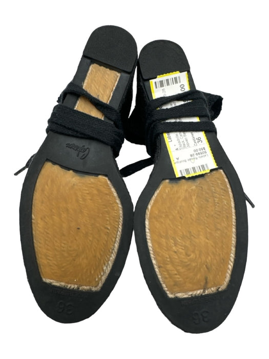 Castaner Shoe Size 36 Black Canvas round toe Ankle Tie Woven Base Espadrille Black / 36