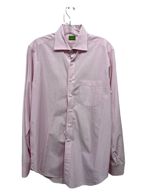 Sid Mashburn Size 15.5 Pink & White Cotton Micro Button Down Long Sleeve Shirt 15.5