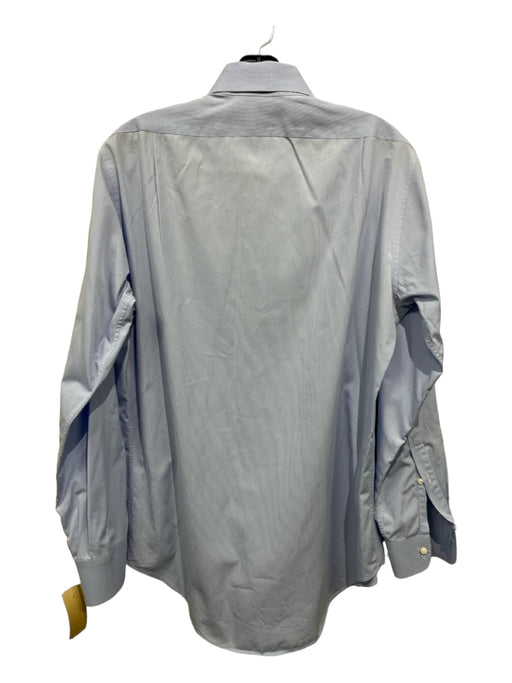 Sid Mashburn Size 15.5 Light Blue & White Cotton Micro Men's Long Sleeve Shirt 15.5