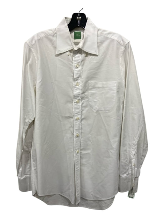 Sid Mashburn Size 15 White Cotton Solid Button Down Men's Long Sleeve Top 15