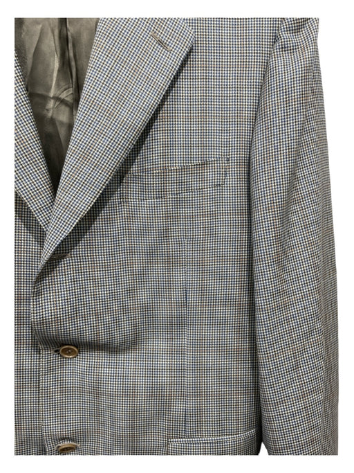 Canali Tan & Blue Wool Blend Plaid 3 button Men's Blazer 52