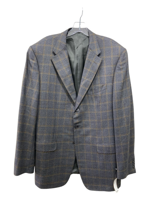 Cornelliani Gray & Tan Wool Blend Plaid 2 Button Men's Blazer 54L