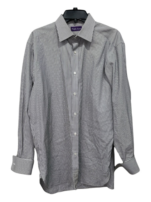 Ralph Lauren Purple Size 16.5 Black & White Cotton Striped Long Sleeve Shirt 16.5